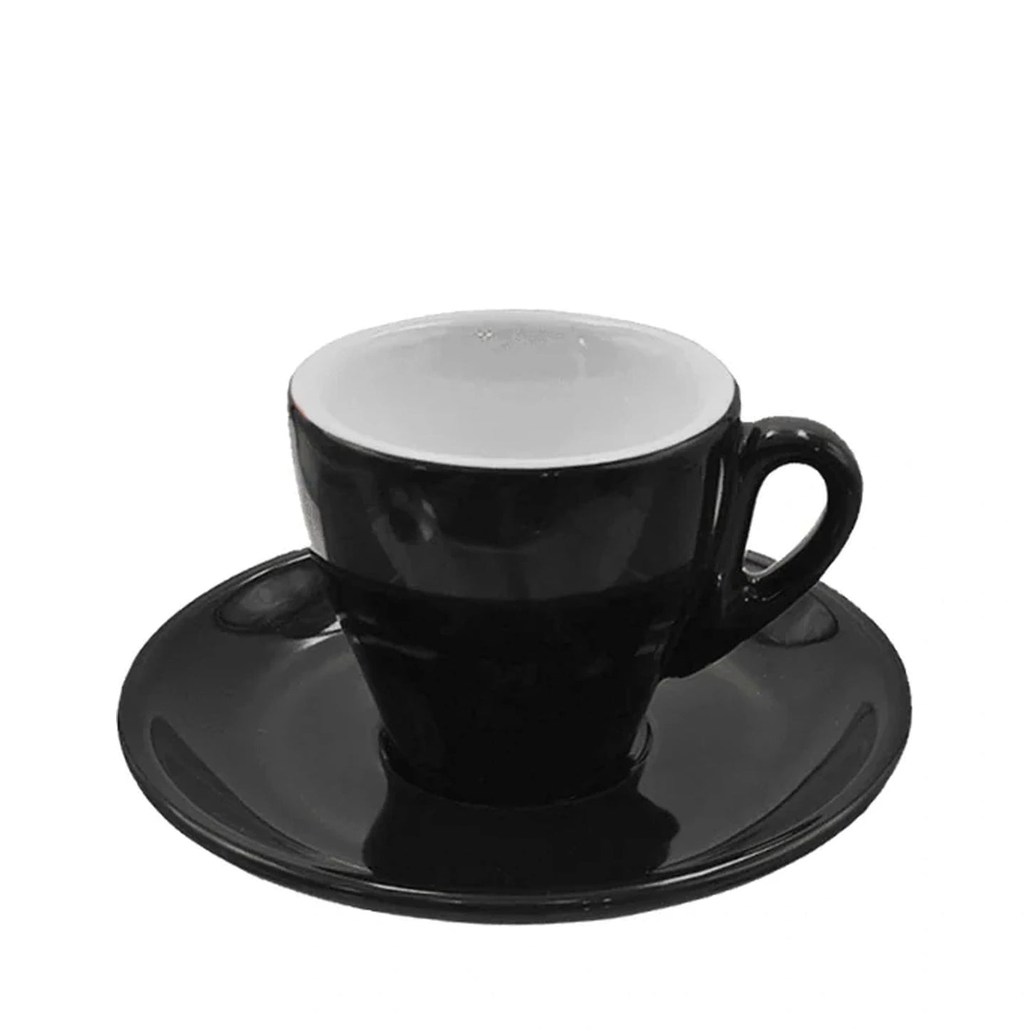 Taza c/plato cerámico de 60 ml negro Wingkin CRC04