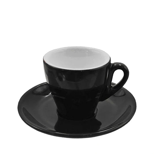 Taza c/plato cerámico de 60 ml negro Wingkin CRC04
