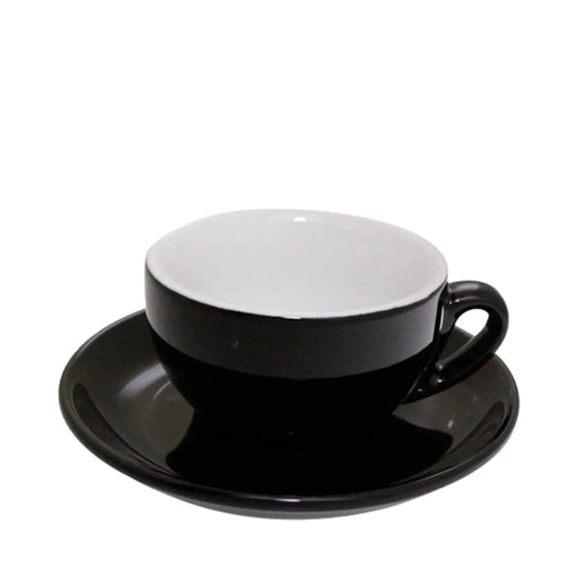 Taza c/plato cerámico de 220 ml negro Wingkin CRC02